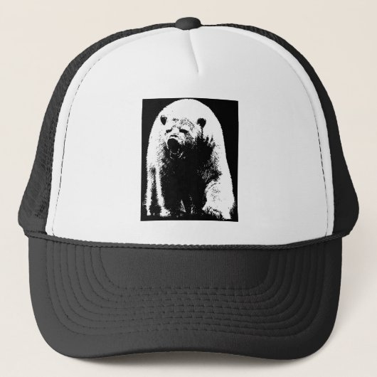Zwarte en witte Pop Art Polar Beer Trucker Pet (Voorkant)