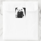 Zwarte en witte Pop Art Polar Beer Vierkante Sticker (Tas)
