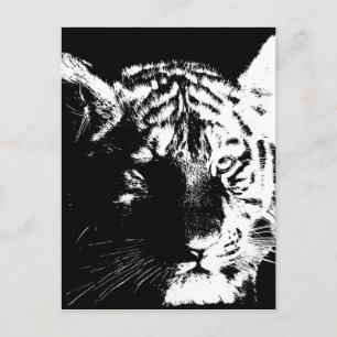 Zwarte en witte Pop Art Tiger Briefkaart