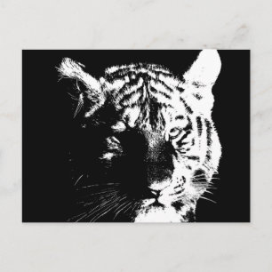 Zwarte en witte Pop Art Tiger Briefkaart
