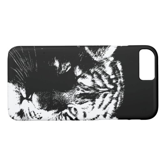 Zwarte en witte Pop Art Tiger Case-Mate iPhone Case (Achterkant (Horizontaal))