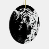 Zwarte en witte Pop Art Tiger Keramisch Ornament (Rechts)