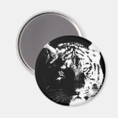 Zwarte en witte Pop Art Tiger Magneet (Voorkant / Achterkant)