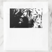 Zwarte en witte Pop Art Tiger Rechthoekige Sticker (Tas)