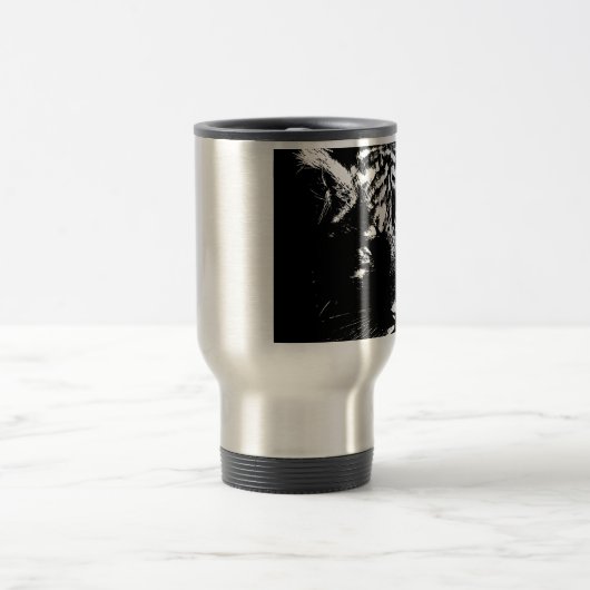 Zwarte en witte Pop Art Tiger Reisbeker (Center)