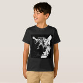 Zwarte en witte Pop Art Tiger T-shirt (Voorkant volledig)