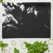 Zwarte en witte Pop Art Tiger Theedoek (Gevouwen)