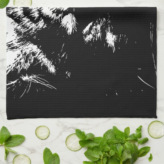 Zwarte en witte Pop Art Tiger Theedoek (Gevouwen)