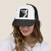 Zwarte en witte Pop Art Tiger Trucker Pet (In situ)