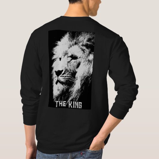 Zwarte en witte Pop Kunst Lion Elegant Mannen Mode T-shirt (Achterkant)