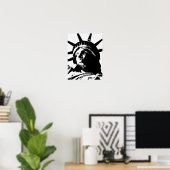 Zwarte en witte Pop Kunstbeeld Vrijheid Poster (Thuiskantoor)