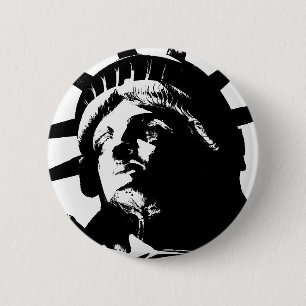 Zwarte en witte Pop Kunstbeeld Vrijheid Ronde Button 5,7 Cm