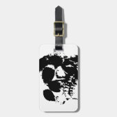Zwarte en witte Pop Kunstschedel Bagagelabel (Voorkant verticaal)