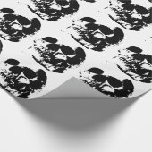 Zwarte en witte Pop Kunstschedel Cadeaupapier (Hoek)