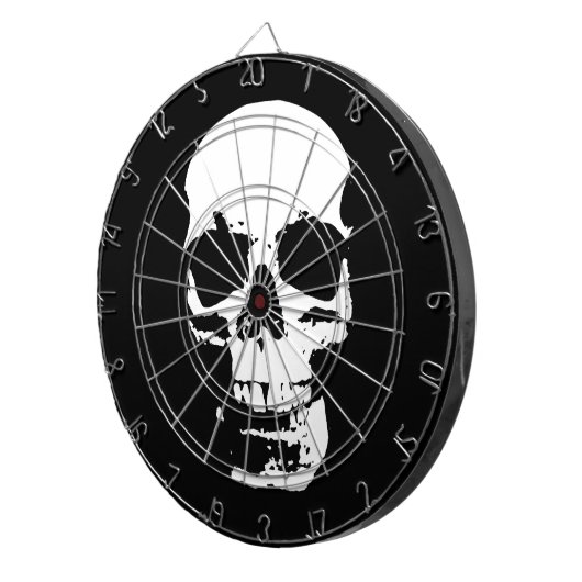 Zwarte en witte Pop Kunstschedel Dartbord (Voorkant Rechts)