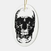 Zwarte en witte Pop Kunstschedel Keramisch Ornament (Links)
