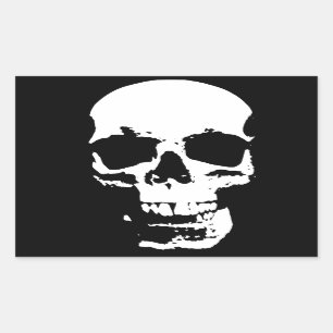 Zwarte en witte Pop Kunstschedel Rechthoekige Sticker