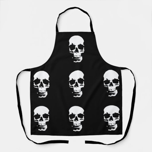 Zwarte en witte Pop Kunstschedel Schort (Voorkant)