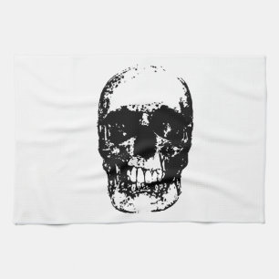 Zwarte en witte Pop Kunstschedel Theedoek