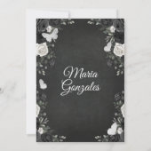 Zwarte en witte prinses Quinceanera Birthday Kaart (Achterkant)