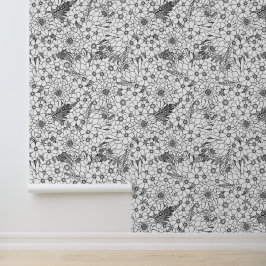 Zwarte en witte Protea Wildflower Garden Behang