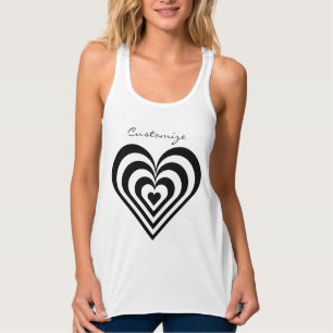 zwarte en witte pulserende zebra harten liefde tanktop