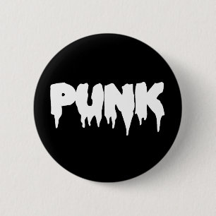 Zwarte en witte "Punk" Drip lettertype Button