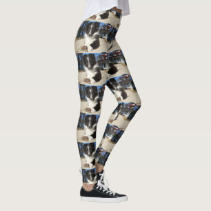 zwarte en witte puppy leggings