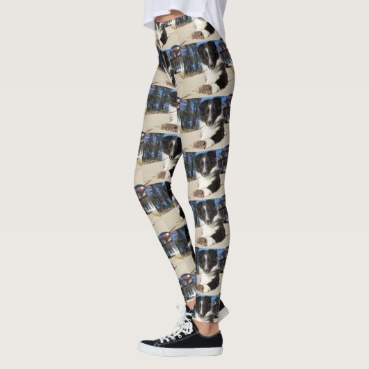 zwarte en witte puppy leggings (Links)