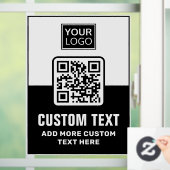 Zwarte en witte QR-code, logo en aangepaste tekst Raamsticker (Huis)