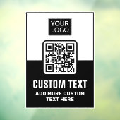 Zwarte en witte QR-code, logo en aangepaste tekst Raamsticker (Vel 3)