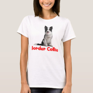 Zwarte en witte rand Collie Puppy Dog Tee Shirt