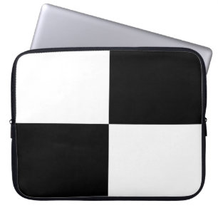 Zwarte en witte rechthoeken laptop sleeve