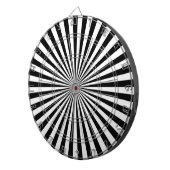 Zwarte en witte retro-funky sun strepen dartbord (Voorkant Rechts)
