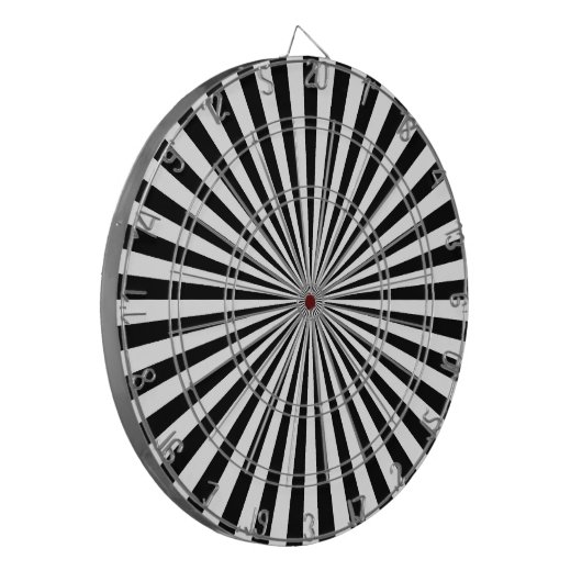Zwarte en witte retro-funky sun strepen dartbord (Voorkant Links)