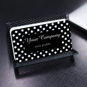 zwarte en witte retro polka visitekaartje