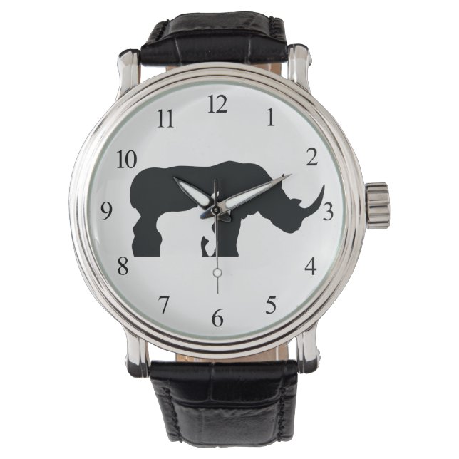 Zwarte en witte Rhino Horloge (Voorkant)