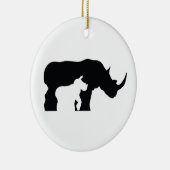 Zwarte en witte Rhino Keramisch Ornament (Rechts)