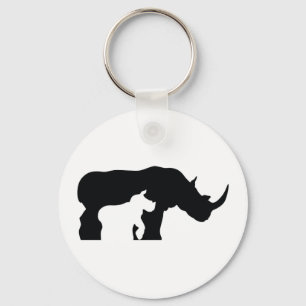 Zwarte en witte Rhino Sleutelhanger