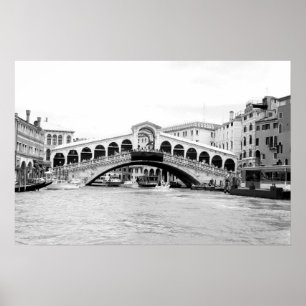 Zwarte en Witte Rialto Bridge, Venetië. Poster
