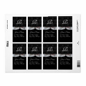 ZWARTE EN WITTE RIBBON DAMASKMONOGRAM ETIKET (Full Sheet)