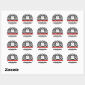 ZWARTE EN WITTE RODE DAMASKMONOGRAM, sparen de Dat Ronde Sticker (Vel)