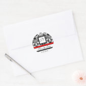 ZWARTE EN WITTE RODE DAMASKMONOGRAM, sparen de Dat Ronde Sticker (Envelop)