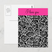  zwarte en witte roos 'Ik hou van je' Briefkaart (Voorkant / Achterkant)