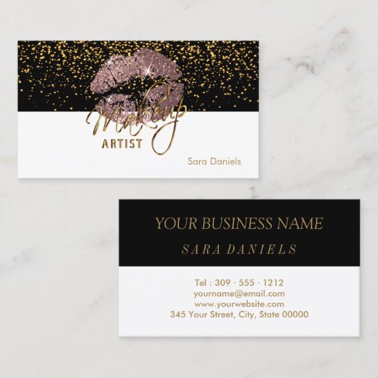 Zwarte en witte Roos Lips Visitekaartje (Voorkant / Achterkant)