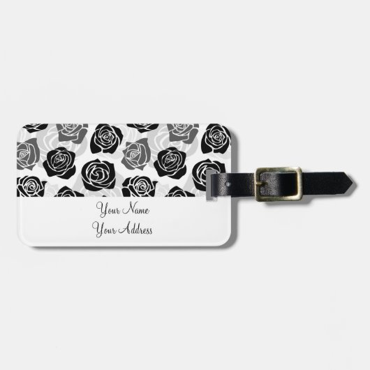 zwarte en witte rozen bagagelabel (Voorkant horizontaal)