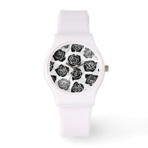  zwarte en witte rozen horloge