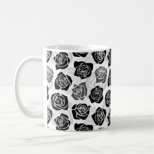 zwarte en witte rozen koffiemok