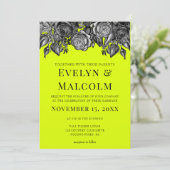 Zwarte en witte rozen Lime Green Wedding Kaart (Staand voorkant)