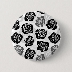  zwarte en witte rozen ronde button 5,7 cm